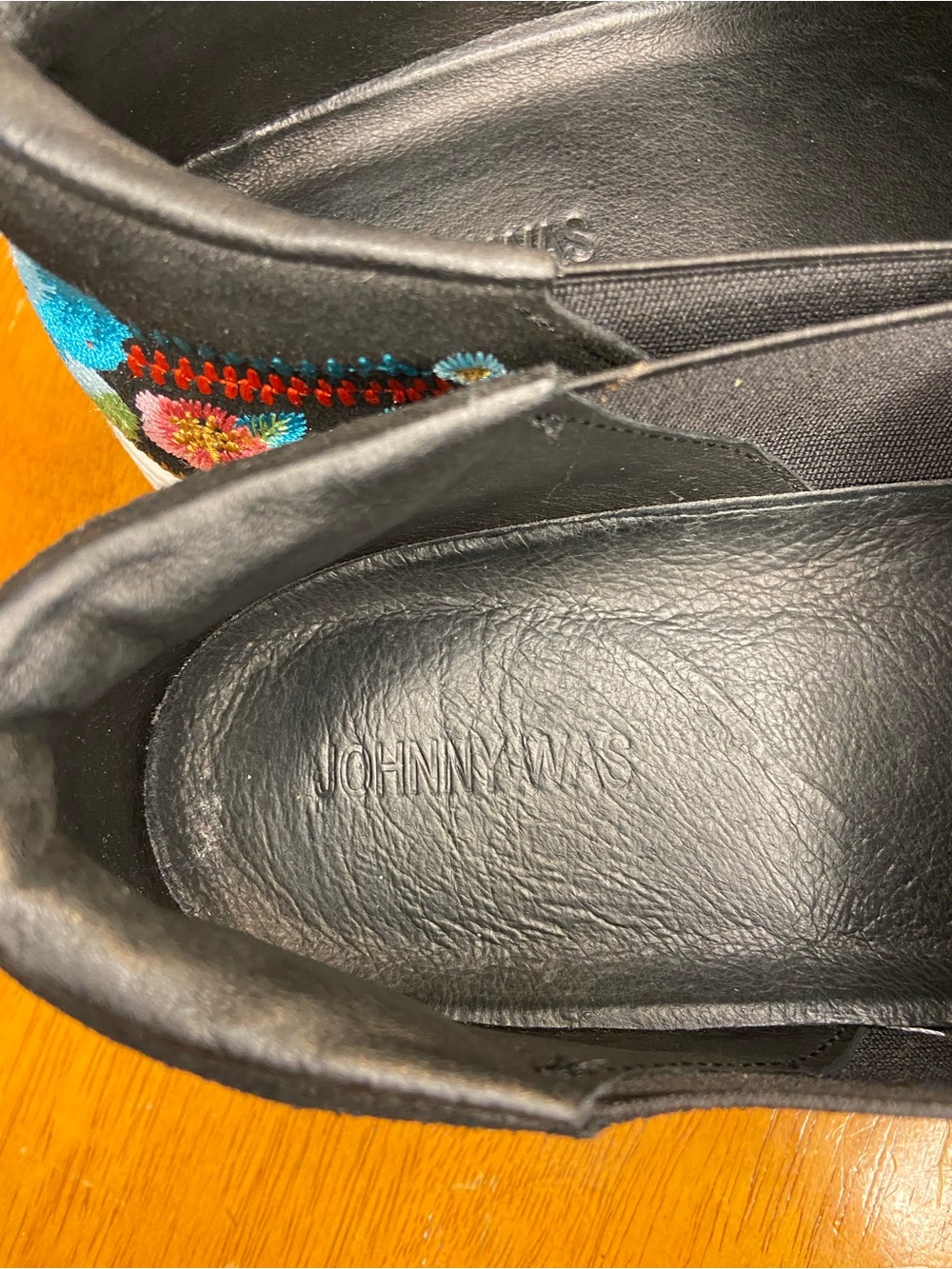 Johnny Was Black Slip-On Sneakers with Turquoise Butterfly Embroidery - Picture 8 of 12